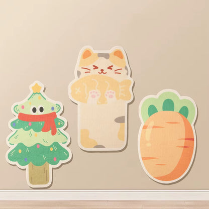 Vertical Wall Sticker Cat Scratch Board Cartoon Christmas Tree Carrot Polyester anti Cat Scratch Sofa Protection Pet Supplier